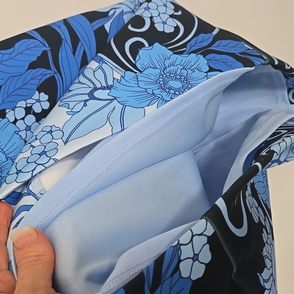 Boston Proper Light Blue and Dark Blue Floral Midi Dress - Picture 6 of 6